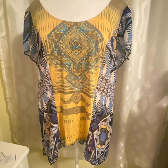 Rhinestone Western Boho Top Size XL - Picture 5 of 10